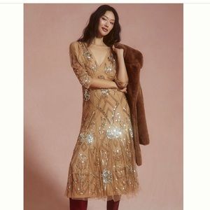 NWT Anthropologie Let Me Be Embellished Deep V Dress size 2X